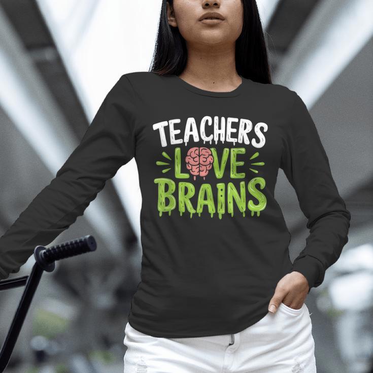 Teachers Love Brains Halloween Teacher Zombie Unisex Long Sleeve T-Shirt, novelty gifts, funny gifts Teachers Love Brains Halloween Teacher Zombie Unisex Long Sleeve T-Shirt, novelty gifts, funny gifts