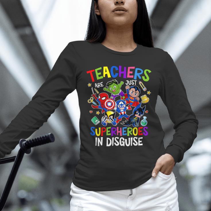 Teachers Are Superheroes Back To School Unisex Long Sleeve T-Shirt, novelty gifts, funny gifts