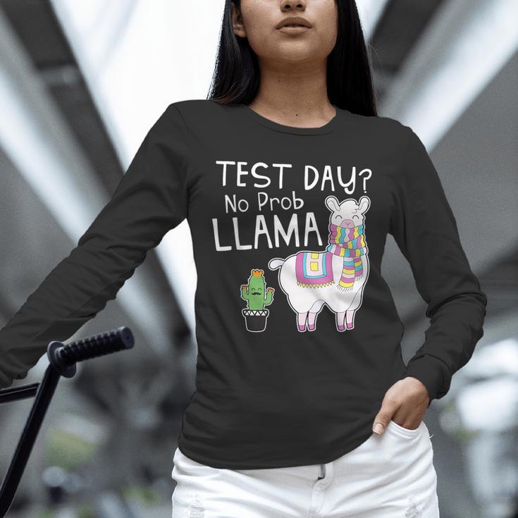 Teachers Testing Day Test Day No Prob Llama Teacher Unisex Long Sleeve T-Shirt, novelty gifts, funny gifts