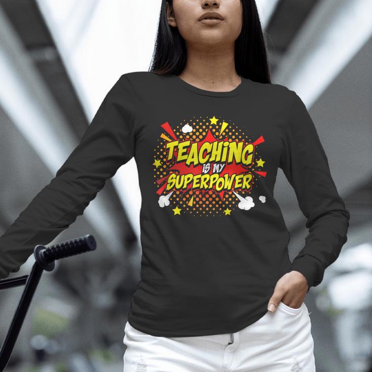 Teaching Is My Superpower Retro Comic Teacher Unisex Long Sleeve T-Shirt, novelty gifts, funny gifts Teaching Is My Superpower Retro Comic Teacher Unisex Long Sleeve T-Shirt, novelty gifts, funny gifts