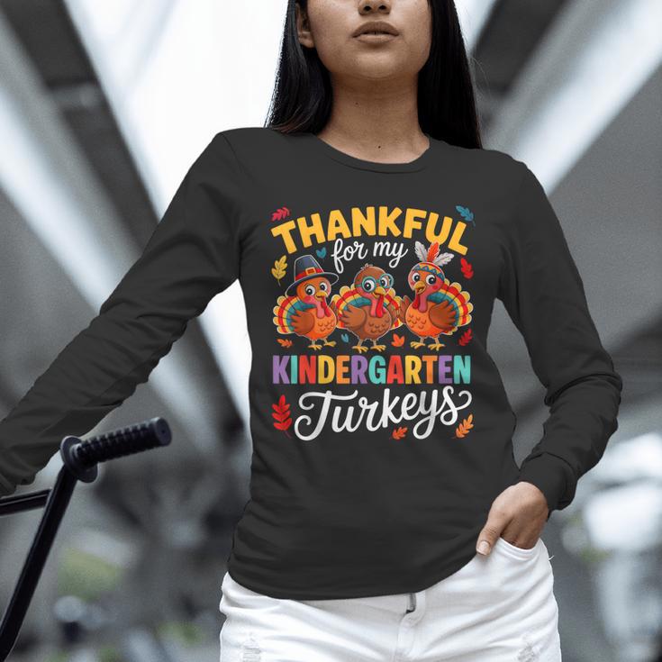Thankful For My Kindergarten Turkeys Thanksgiving Teacher Unisex Long Sleeve T-Shirt, novelty gifts, funny gifts