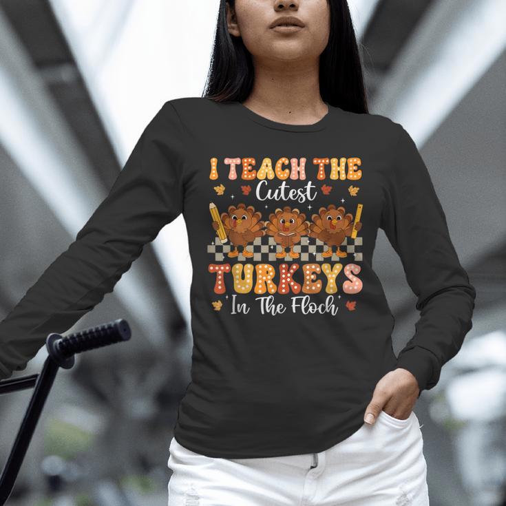 Thanksgiving Teacher I Teach The Cutest Turkeys In The Flock Unisex Long Sleeve T-Shirt, novelty gifts, funny gifts