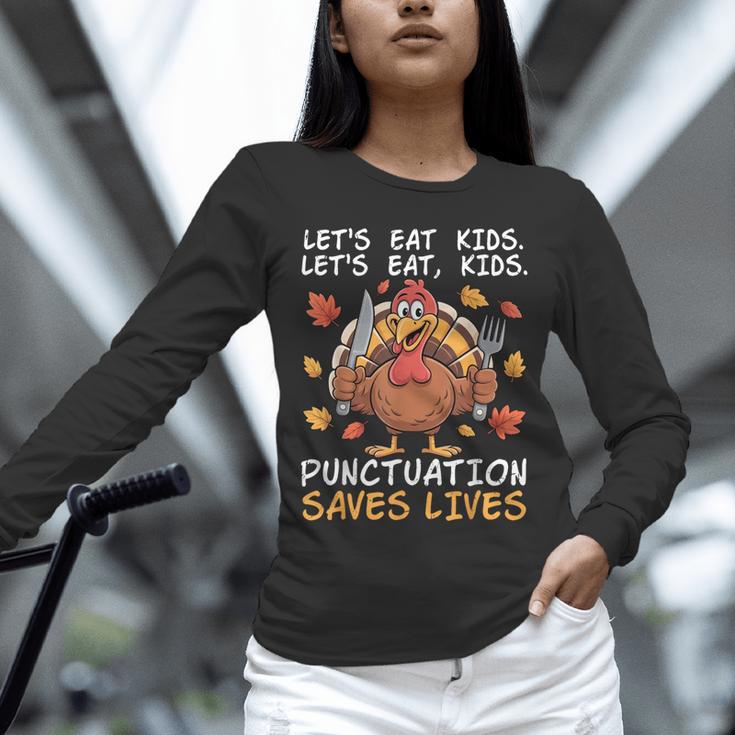 Thanksgiving Teacher Turkey Lets Eat Kids Punctuation Unisex Long Sleeve T-Shirt, novelty gifts, funny gifts Thanksgiving Teacher Turkey Lets Eat Kids Punctuation Unisex Long Sleeve T-Shirt, novelty gifts, funny gifts