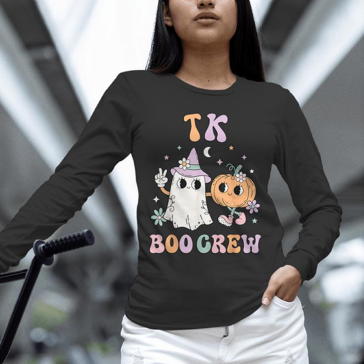 TK Boo Crew Retro Groovy Halloween Floral Ghost TK Teacher Men Women Kids Unisex Long Sleeve T-Shirt, novelty gifts, funny gifts TK Boo Crew Retro Groovy Halloween Floral Ghost TK Teacher Men Women Kids Unisex Long Sleeve T-Shirt, novelty gifts, funny gifts