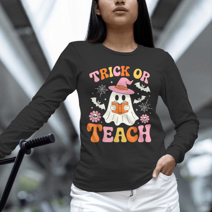 Trick Or Teach Cute Floral Ghost Teacher Halloween Costume Unisex Long Sleeve T-Shirt, novelty gifts, funny gifts Trick Or Teach Cute Floral Ghost Teacher Halloween Costume Unisex Long Sleeve T-Shirt, novelty gifts, funny gifts