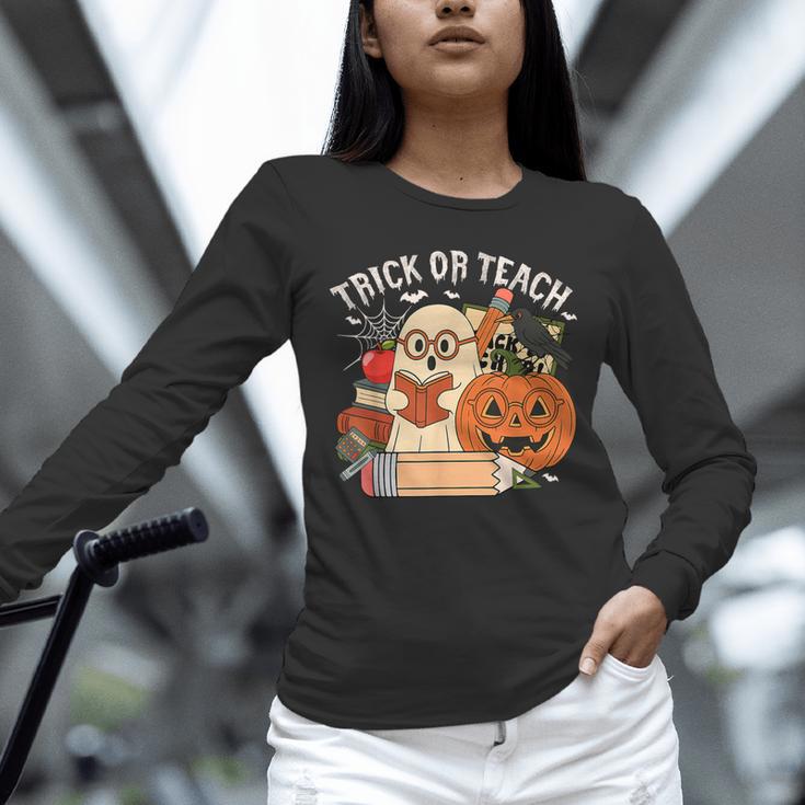 Trick Or Teach Retro Halloween Teacher Women Men Costume Unisex Long Sleeve T-Shirt, novelty gifts, funny gifts