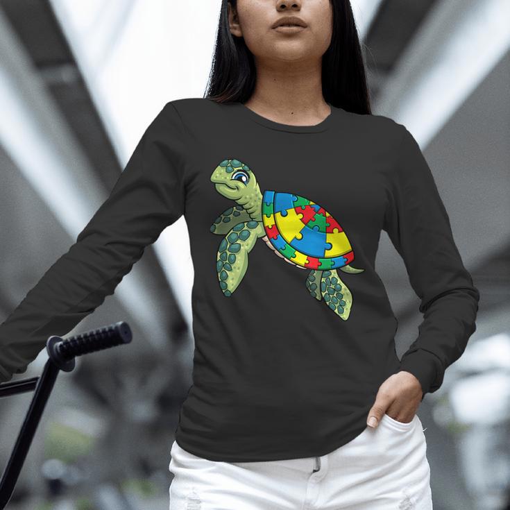 Turtle Puzzle Pieces For Autism Awareness Kids Women Teacher Unisex Long Sleeve T-Shirt, novelty gifts, funny gifts