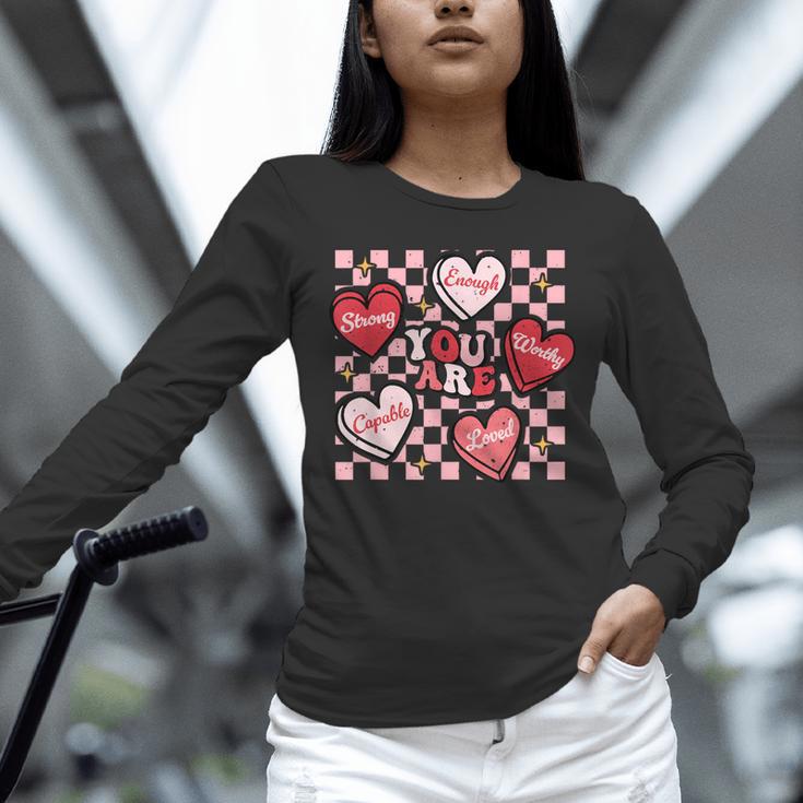 Valentine You Are Loved Worthy Enough Candy Heart Teacher For Men Women Girls Kids Unisex Long Sleeve T-Shirt, novelty gifts, funny gifts