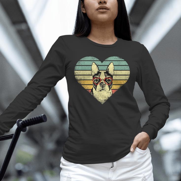Vintage American Boston Terrier Lovers Valentine's Day Unisex Long Sleeve T-Shirt, novelty gifts, funny gifts