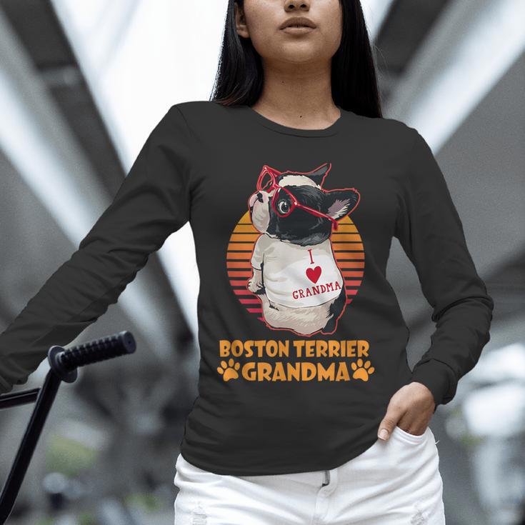 Vintage Boston Terrier Grandma Wear Sunglasses Dog Lover Men Women Girls Kids Unisex Long Sleeve T-Shirt, novelty gifts, funny gifts