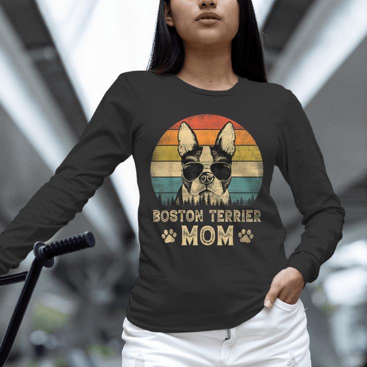Vintage Boston Terrier Mom Dog Lovers Mother's Day Unisex Long Sleeve T-Shirt, novelty gifts, funny gifts