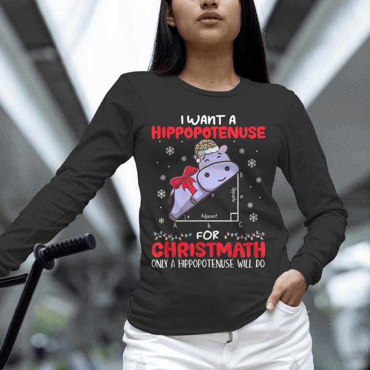 I Want A Hippopotenuse For Christmath Math Teacher Christmas Unisex Long Sleeve T-Shirt, novelty gifts, funny gifts