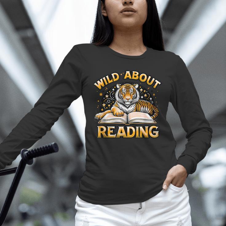 Wild About Reading Tiger For Teachers & Students Unisex Long Sleeve T-Shirt, novelty gifts, funny gifts Wild About Reading Tiger For Teachers & Students Unisex Long Sleeve T-Shirt, novelty gifts, funny gifts