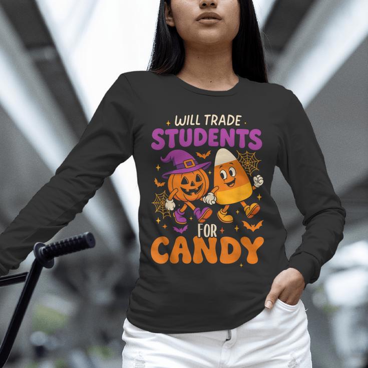 Will Trade Students For Candy Shirt Fun Candy Corn Teacher Unisex Long Sleeve T-Shirt, novelty gifts, funny gifts