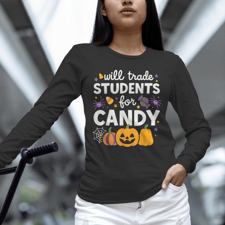 Will Trade Students For Candy Teacher Cute Halloween Unisex Long Sleeve T-Shirt, novelty gifts, funny gifts