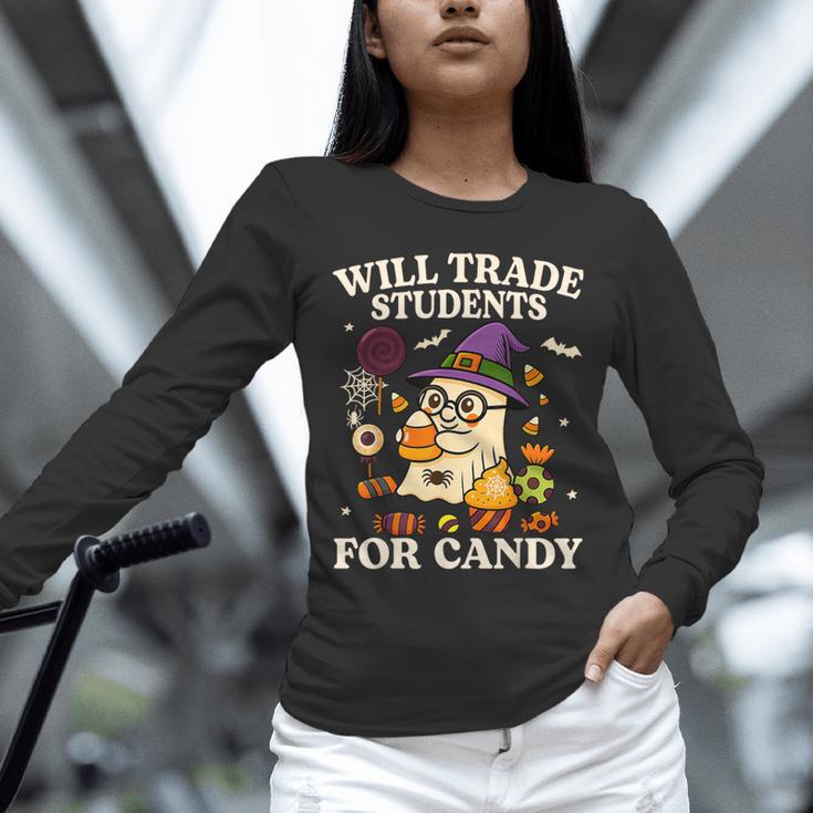 Will Trade Students For Candy Teacher Ghost Halloween Unisex Long Sleeve T-Shirt, novelty gifts, funny gifts Will Trade Students For Candy Teacher Ghost Halloween Unisex Long Sleeve T-Shirt, novelty gifts, funny gifts