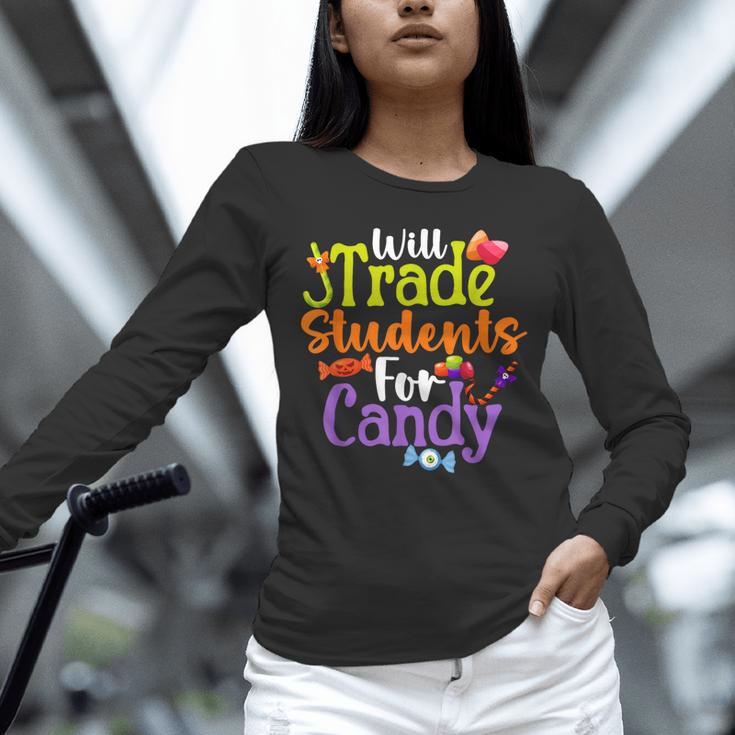 Will Trade Students For Candy Teacher Halloween Costume Unisex Long Sleeve T-Shirt, novelty gifts, funny gifts