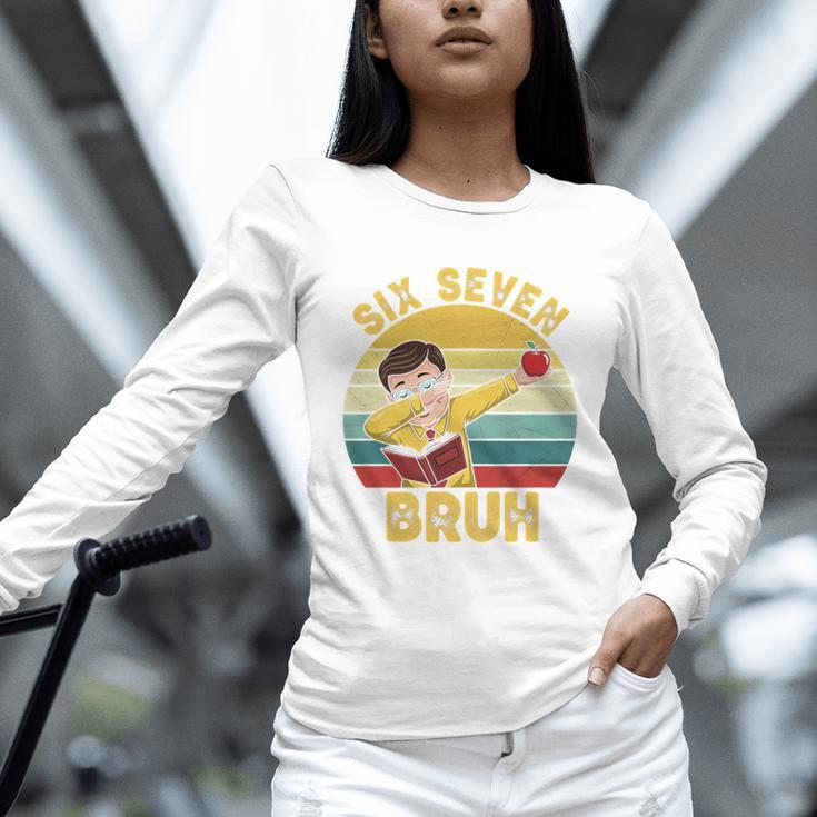 67 Meme Six Seven Bruh Retro Dabbing Teacher School Unisex Long Sleeve T-Shirt, novelty gifts, funny gifts