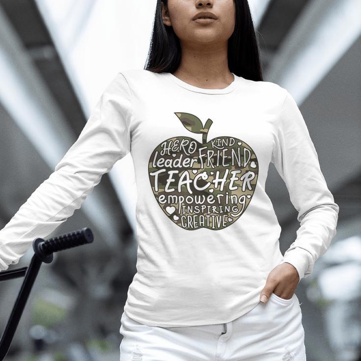 Apple Camoflauge Clothing Camo Student Teacher Cute School Unisex Long Sleeve T-Shirt, novelty gifts, funny gifts