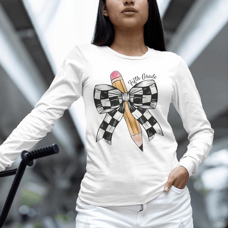 Back To School Hello Fifth Grade Teacher Coquette Pencil Bow Unisex Long Sleeve T-Shirt, novelty gifts, funny gifts Back To School Hello Fifth Grade Teacher Coquette Pencil Bow Unisex Long Sleeve T-Shirt, novelty gifts, funny gifts