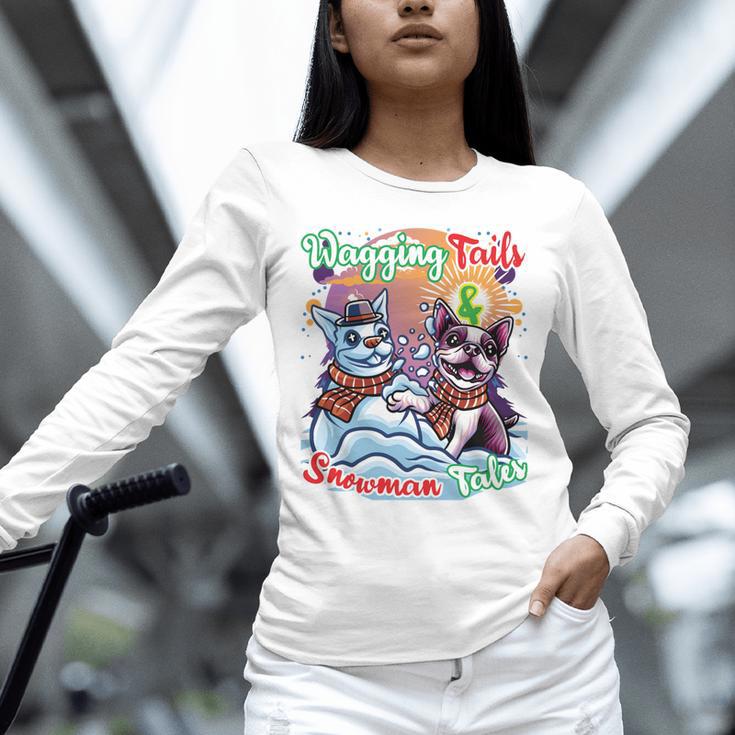 Boston Terrier Dog Christmas Snowman Winter Snow Unisex Long Sleeve T-Shirt, novelty gifts, funny gifts