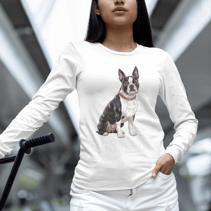 Boston Terrier Dog Dad Boston Terrier Dog Lovers Unisex Long Sleeve T-Shirt, novelty gifts, funny gifts