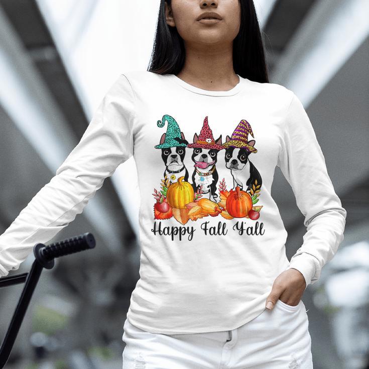 Boston Terrier Dog Lover Fall Ya'Ll Halloween Costume Men Women Unisex Long Sleeve T-Shirt, novelty gifts, funny gifts