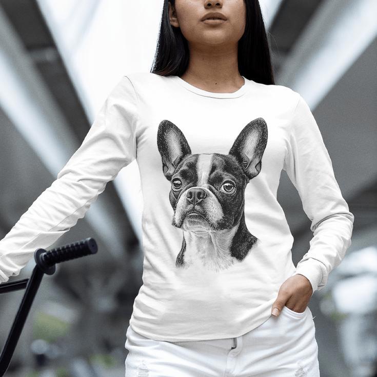 Boston Terrier Dog Motif Pet Illustration Boston Terrier For Men Women Kids Unisex Long Sleeve T-Shirt, novelty gifts, funny gifts