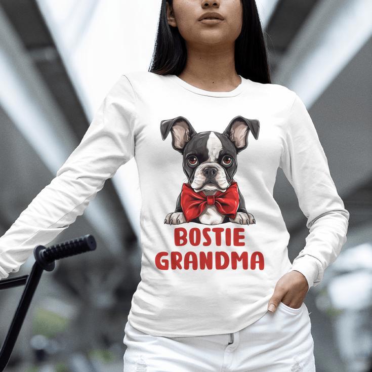 Boston Terrier Grandma Dog Lovers Puppy Bostie Owner Unisex Long Sleeve T-Shirt, novelty gifts, funny gifts