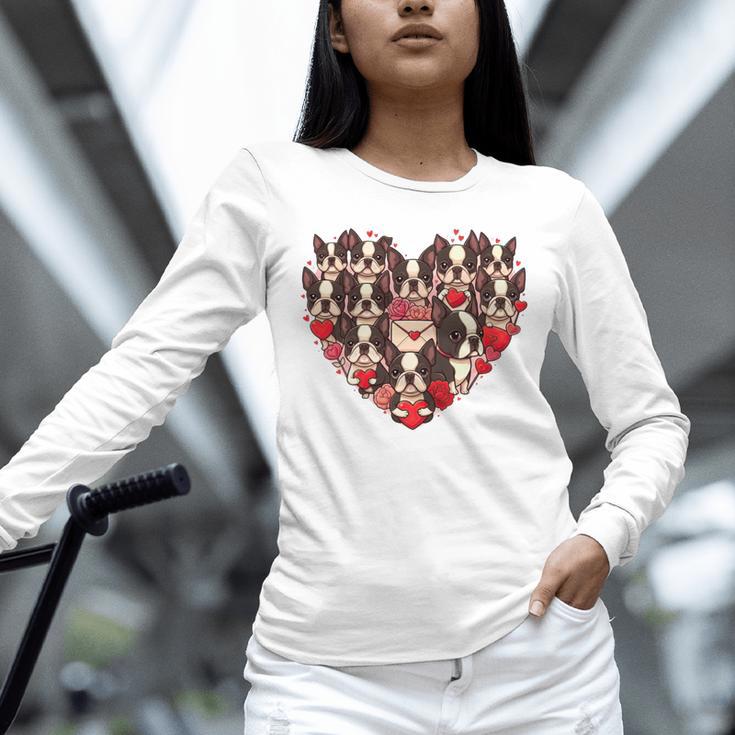 Boston Terrier Heart Valentine Boston Terrier Unisex Long Sleeve T-Shirt, novelty gifts, funny gifts