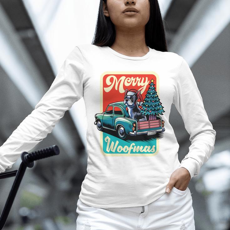 Boston Terrier Merry Christmas Tree Truck Santa Dog X-Mas Unisex Long Sleeve T-Shirt, novelty gifts, funny gifts