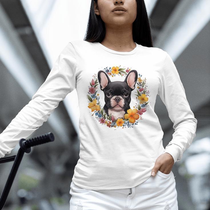 Boston Terrier Mom Floral Bostie Dog Lover Flowers Cute Unisex Long Sleeve T-Shirt, novelty gifts, funny gifts