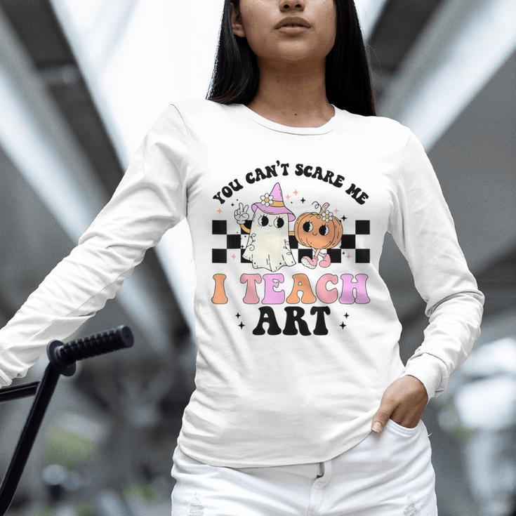 You Can't Scare Me I Teach Art Retro Teacher Ghost Halloween Unisex Long Sleeve T-Shirt, novelty gifts, funny gifts