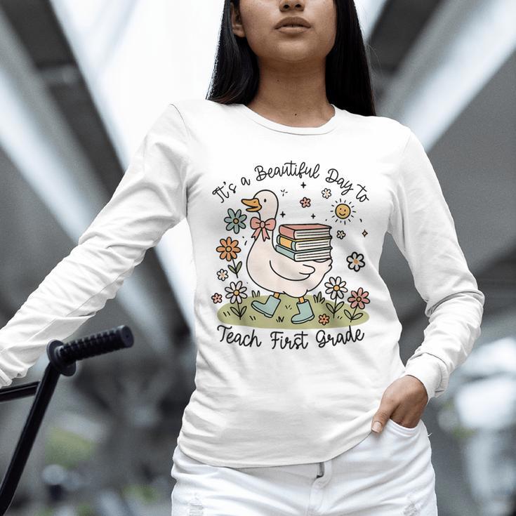 Cute Goose It's A Beautiful Day To Teach 1st Grade Teacher Unisex Long Sleeve T-Shirt, novelty gifts, funny gifts Cute Goose It's A Beautiful Day To Teach 1st Grade Teacher Unisex Long Sleeve T-Shirt, novelty gifts, funny gifts