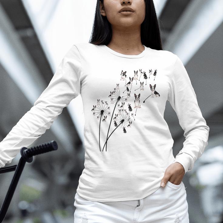 Dandelion Boston Terrier Flower Floral Bostie Tree Unisex Long Sleeve T-Shirt, novelty gifts, funny gifts