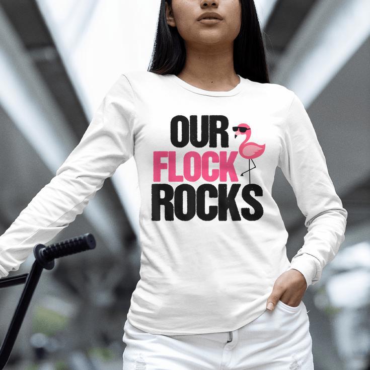 Our Flock Rocks Flamingo Mother's Day Teacher Unisex Long Sleeve T-Shirt, novelty gifts, funny gifts Our Flock Rocks Flamingo Mother's Day Teacher Unisex Long Sleeve T-Shirt, novelty gifts, funny gifts