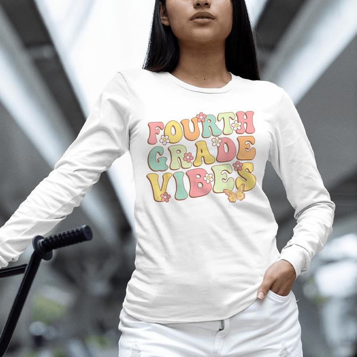 Fourth Grade Vibes Hello Team 4th Grade Teacher Kids Retro Unisex Long Sleeve T-Shirt, novelty gifts, funny gifts