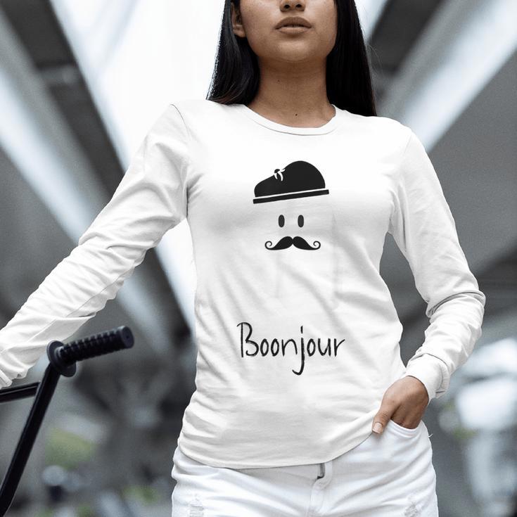 French Teacher Halloween Bonjour Ghost Unisex Long Sleeve T-Shirt, novelty gifts, funny gifts