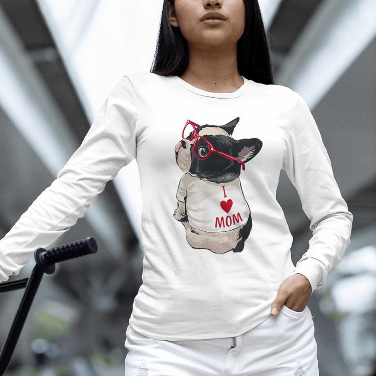 Girls I Heart Mom Love Mama Boston Terrier Dog Lover Unisex Long Sleeve T-Shirt, novelty gifts, funny gifts