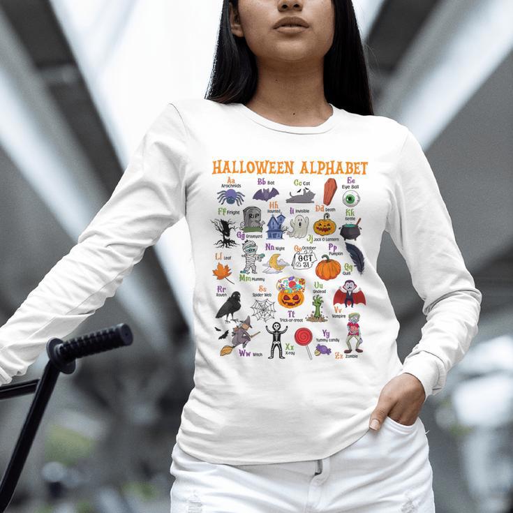 Halloween Alphabet ABCs Learning Kindergarten Teacher Unisex Long Sleeve T-Shirt, novelty gifts, funny gifts