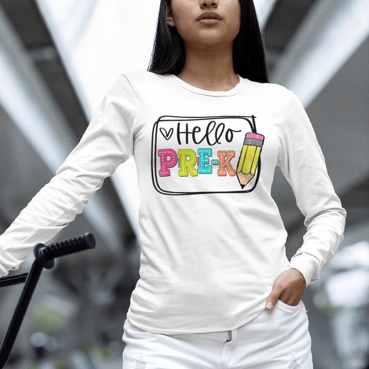 Hello Pre-K Team Preschool Teacher Kids Back To School Unisex Long Sleeve T-Shirt, novelty gifts, funny gifts