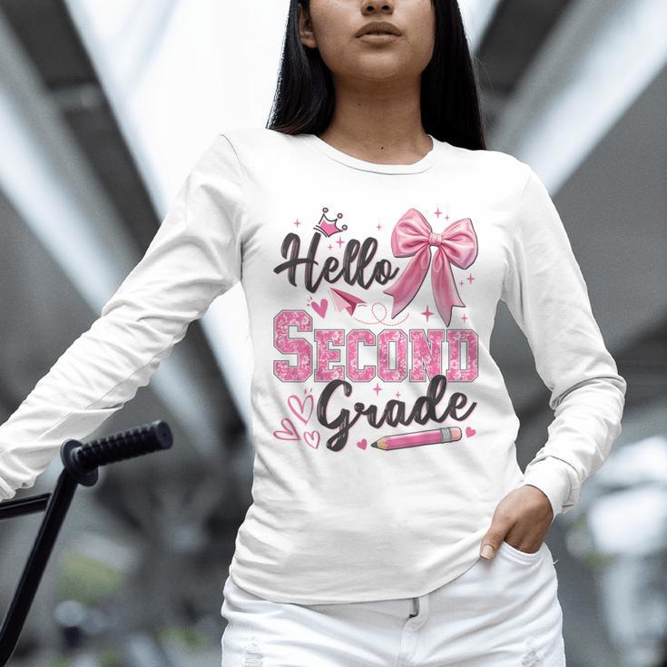 Hello Second Grade First Day Of School Coquette Teacher Girl Unisex Long Sleeve T-Shirt, novelty gifts, funny gifts