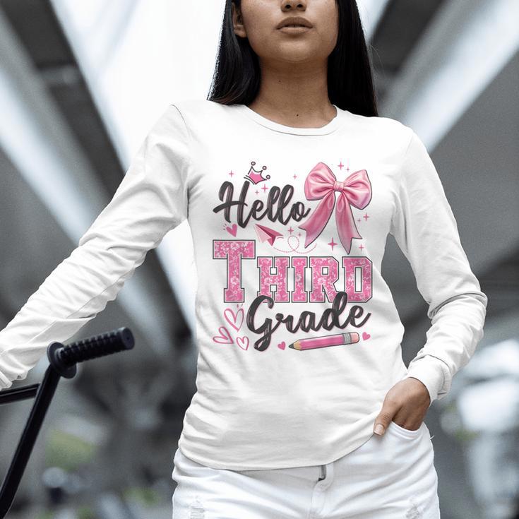 Hello Third Grade First Day Of School Coquette Teacher Girl Unisex Long Sleeve T-Shirt, novelty gifts, funny gifts
