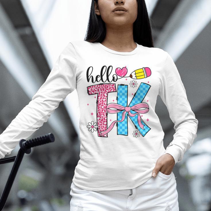 Hello TK Transitional Kindergarten Back To School Teacher Unisex Long Sleeve T-Shirt, novelty gifts, funny gifts Hello TK Transitional Kindergarten Back To School Teacher Unisex Long Sleeve T-Shirt, novelty gifts, funny gifts