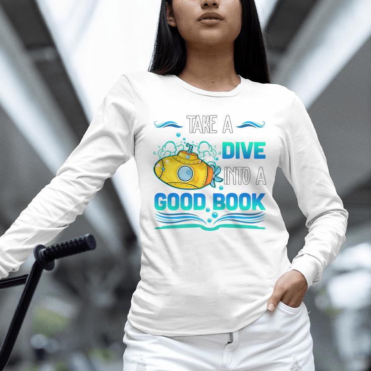 Librarian Teacher Dive Into A Good Book Reading Premium Tri-Blend Unisex Long Sleeve T-Shirt, novelty gifts, funny gifts Librarian Teacher Dive Into A Good Book Reading Premium Tri-Blend Unisex Long Sleeve T-Shirt, novelty gifts, funny gifts