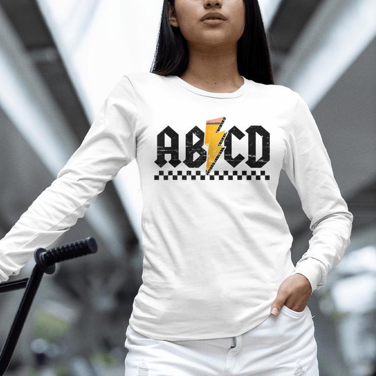 Lightning Pencil Rock'n Roll ABCD Teacher Back To School Kid Unisex Long Sleeve T-Shirt, novelty gifts, funny gifts