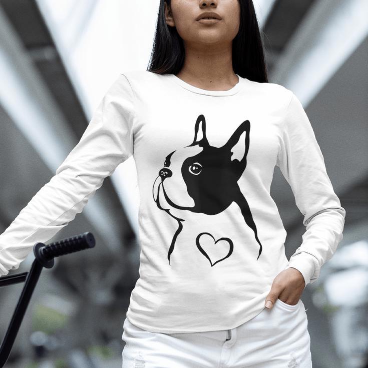 I Love My Boston Terrier Dog With Heart Unisex Long Sleeve T-Shirt, novelty gifts, funny gifts