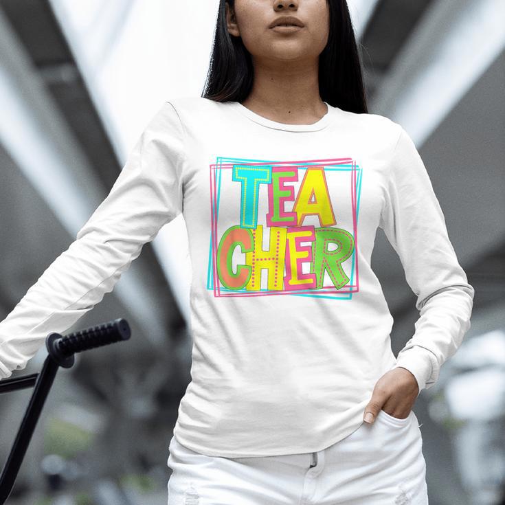 Neon Retro Teacher Cute Teacher Team New Teacher Back To Sch Unisex Long Sleeve T-Shirt, novelty gifts, funny gifts