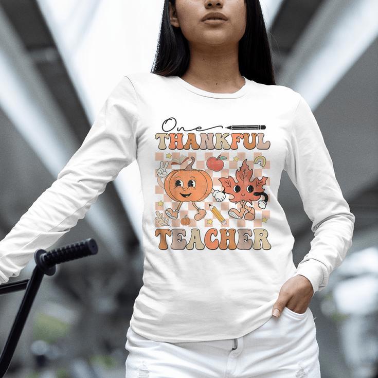 One Thankful Teacher Thanksgiving Groovy Fall Autumn Teacher Unisex Long Sleeve T-Shirt, novelty gifts, funny gifts One Thankful Teacher Thanksgiving Groovy Fall Autumn Teacher Unisex Long Sleeve T-Shirt, novelty gifts, funny gifts