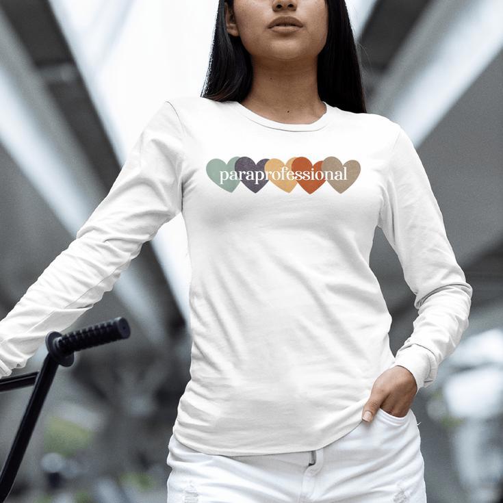 Paraprofessional Teacher Hearts Back To School Teach Rainbow Men Women Kids Unisex Long Sleeve T-Shirt, novelty gifts, funny gifts